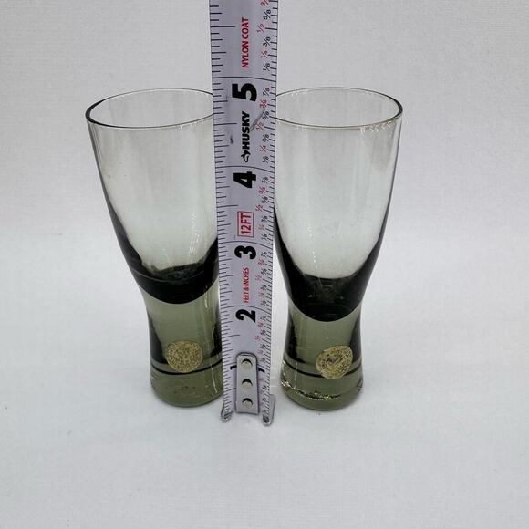 Holmegaard 1960s Per Lutken Christer Smokey Grey Shot Glass Set of 2 Denmark - Picture 2 of 6